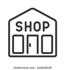 Shop outline vector icon for web design, mobile app ui and print. Shop line vector illustration isolated on white background.