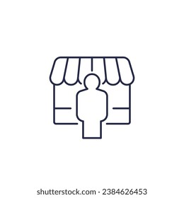 shop owner line icon on white