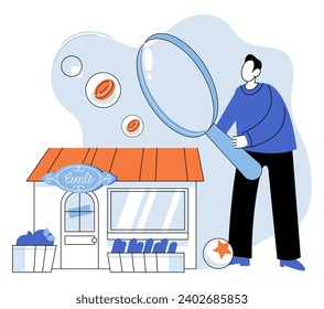 Shop owner. Vector illustration. Small businesses owned by passionate individuals drive local economies Shopping is common activity for consumers seeking products and services Business finance