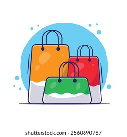 Shop paper bag icon mascot symbol illustration object for web and online offline business store