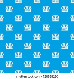 Shop pattern repeat seamless in blue color for any design. Vector geometric illustration