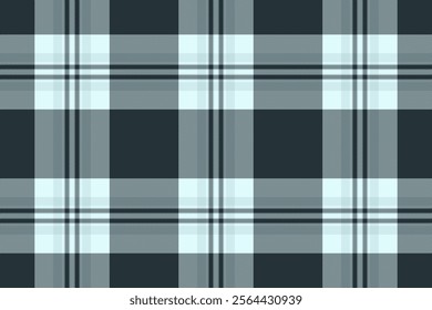 Shop pattern vector check, menswear tartan texture fabric. Pajamas textile seamless plaid background in dark and light cyan colors palette.