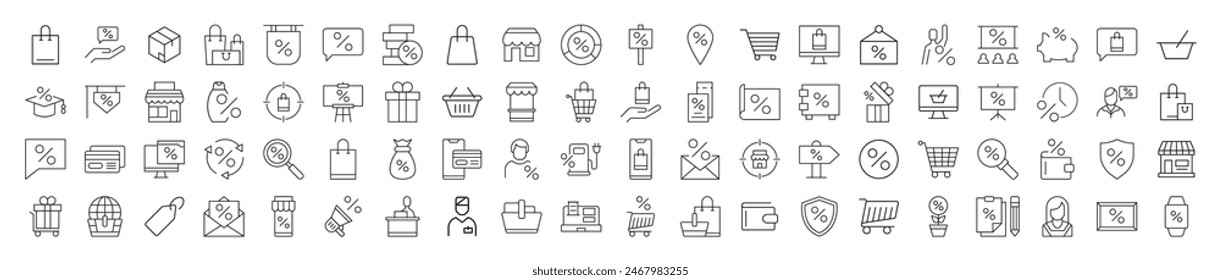 Shop and Percent Modern Thin Icons. Perfect for design, infographics, web sites, apps. 