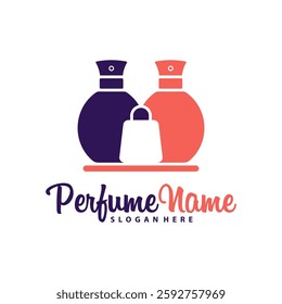 Shop Perfume logo design vector illustration. Perfume logo concept template