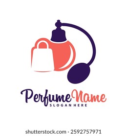 Shop Perfume logo design vector illustration. Perfume logo concept template