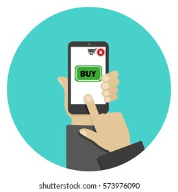 Shop. phone. arm. flat design.