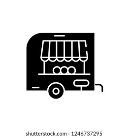 Shop pickup black icon, vector sign on isolated background. Shop pickup concept symbol, illustration 