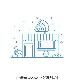 Shop pizza icon logo vector design illustration