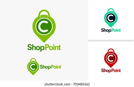 Shop Point logo designs, C initial Shopping Center logo designs vector