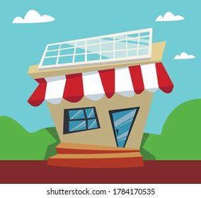 Ver alimentado por un panel solar.Ilustración plana vectorial.