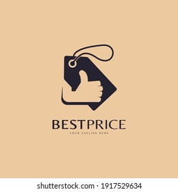 Shop price tag with thump up for online store logo design