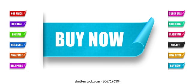 Shop product tags. Set of paper sale sticker. Best choice, order now, special offer, new and big sale banners.