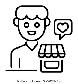 Shop promotion icon of a character in linear style 