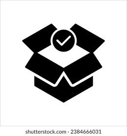 Comprar entrega de compra, diseño lineal, paquete de pedido abierto en fondo blanco