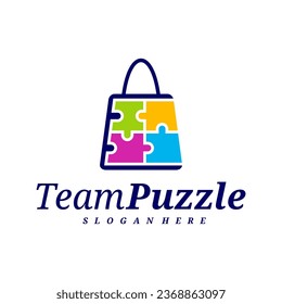 Shop Puzzle logo design vector template, Vector label of puzzle, illustration, Creative icon, design concept