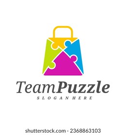 Shop Puzzle logo design vector template, Vector label of puzzle, illustration, Creative icon, design concept
