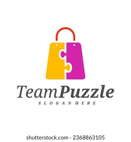 Shop Puzzle logo design vector template, Vector label of puzzle, illustration, Creative icon, design concept