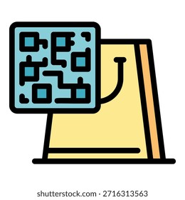 Icono de código QR de la tienda. Esquema de la tienda código qr Vector icono de color plano aislado