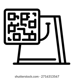 Shop qr code icon. Outline shop qr code vector icon for web design isolated on white background