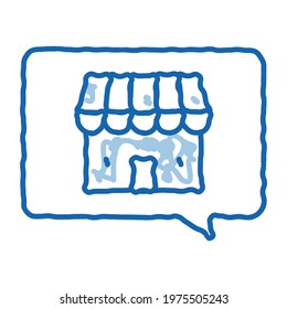 shop in quote frame sketch icon vector. Hand drawn blue doodle line art shop in quote frame sign. isolated symbol illustration