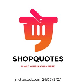 Shop quotes vector logo template. This design use cart symbol. Suitable for business, marketing.