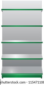 Shop rack with hanging shelves. Vector illustration.