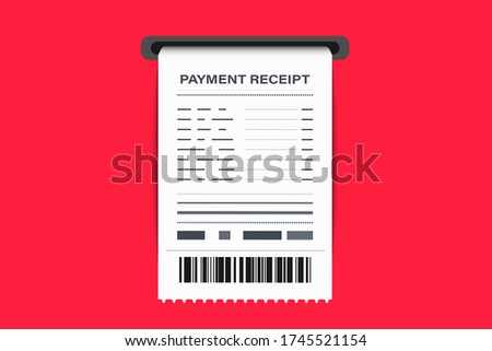 Shop receipt with barcode. Paper check, reciepts and financial-check. Invoice sign. A receipt the sale of goods or provision of a service. The concept of receiving a check about payment