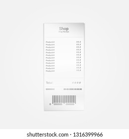 Shop receipt on white background
