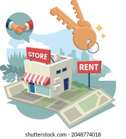 Shop for rent. property vector illustration. flat design 
