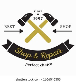 Shop and Repair logo template - Vector