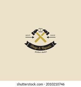 shop repair retro vintage logo vector