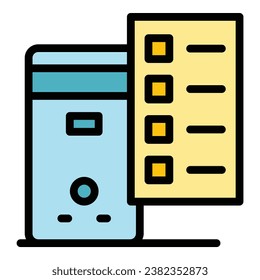Shop retail computer icon outline vector. Store laptop. Online business color flat