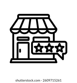 Shop Review Line Vector Illustration On White Background.