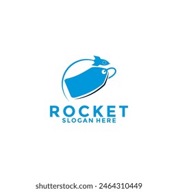 Tienda con Plantilla de diseño de logotipo de cohete. inspiración de diseño de logotipo de compras, Plantilla de logotipo de tienda
