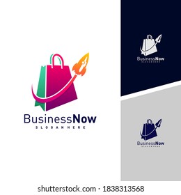 Shop Rocket logo design vector template, Illustration Rocket design Concept, Icon symbol