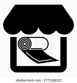 Shop and roll. Sale of fabric. Fabric for clothes. Vector icon.