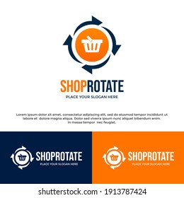 Shop rotate vector logo template. This design use arrow symbol. Suitable for change, update,  renew product and business.