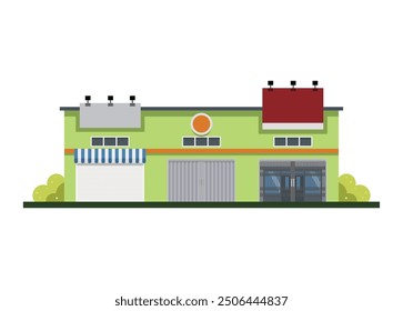 Shop row building. Simple flat illustration