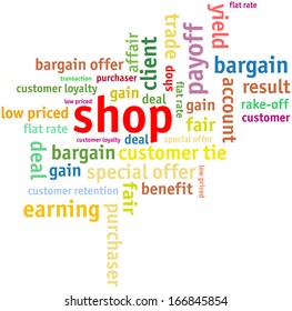 shop and sale, advertising tag cloud, vector illustration