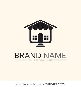 SHOP AND SALE ICON LOGO DESIGN VECTOR ILLUSTRATION