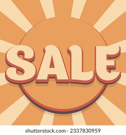Shop sale poster on retro vintage abstract sunburst background. Banner for sale marketing promotion in store.