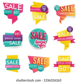 Shop sale and promotion advertisement badges vector set