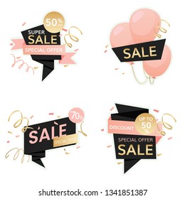 Shop sale and promotion advertisement badges vector set