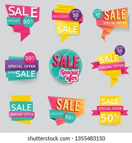 Shop sale and promotion advertisement badges vector set