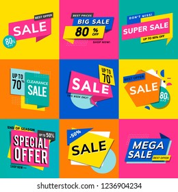 Shop sale promotion advertisements vector set