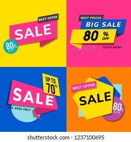 Shop sale promotion advertisements vector set