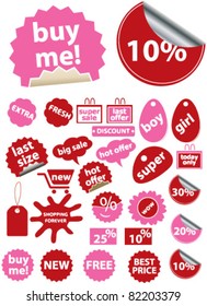 stickers de compras y ventas. vector
