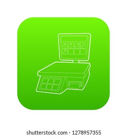 Shop scale icon green vector isolated on white background