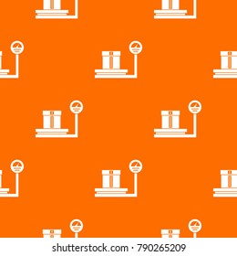 Shop scales pattern repeat seamless in orange color for any design. Vector geometric illustration