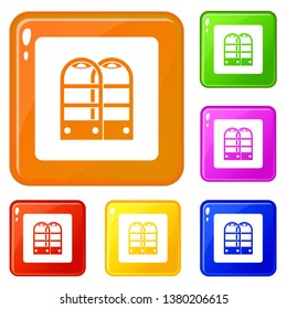 Shop security anti theft sensor gates icons set collection vector 6 color isolated on white background